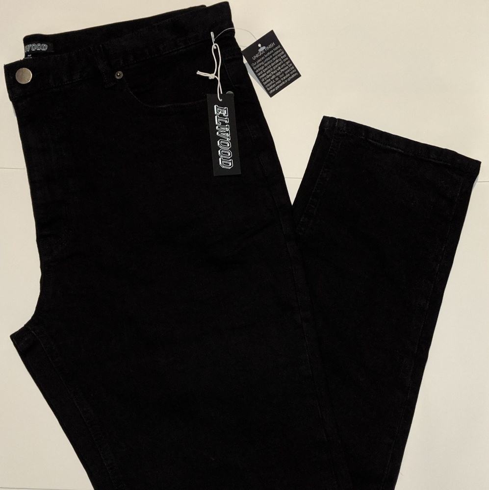 Elwood Black Denim Slim Tapered Pants